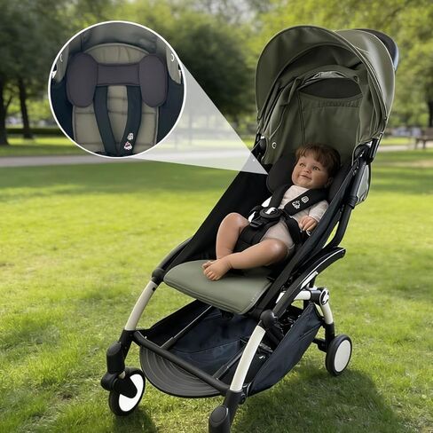 مجموعة بديلة لعربة الأطفال متوافقة مع Babyzen YOYO/YOYO+/ YOYO2/Stokke YOYO3، مجموعة أكثر من 6 ألوان، وسادة مقعد سميكة ومظلة قابلة للتمديد، قماش مسامي طارد للماء (زيتوني) in Kuwait