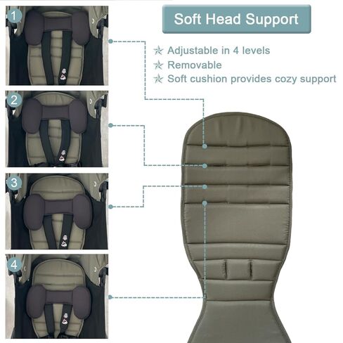 مجموعة بديلة لعربة الأطفال متوافقة مع Babyzen YOYO/YOYO+/ YOYO2/Stokke YOYO3، مجموعة أكثر من 6 ألوان، وسادة مقعد سميكة ومظلة قابلة للتمديد، قماش مسامي طارد للماء (زيتوني) in Kuwait