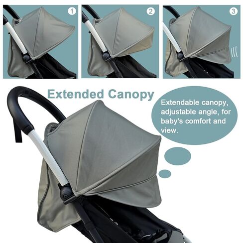 مجموعة بديلة لعربة الأطفال متوافقة مع Babyzen YOYO/YOYO+/ YOYO2/Stokke YOYO3، مجموعة أكثر من 6 ألوان، وسادة مقعد سميكة ومظلة قابلة للتمديد، قماش مسامي طارد للماء (زيتوني) in Kuwait