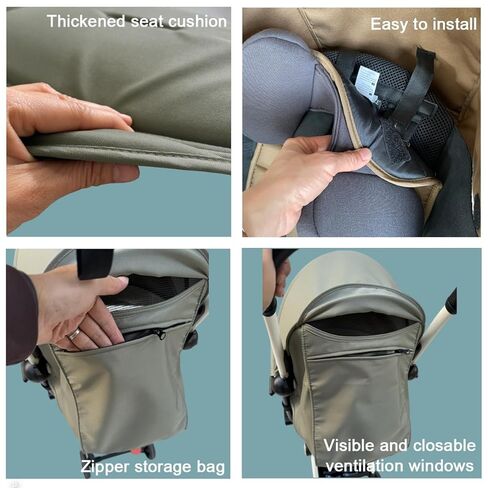 مجموعة بديلة لعربة الأطفال متوافقة مع Babyzen YOYO/YOYO+/ YOYO2/Stokke YOYO3، مجموعة أكثر من 6 ألوان، وسادة مقعد سميكة ومظلة قابلة للتمديد، قماش مسامي طارد للماء (زيتوني) in Kuwait