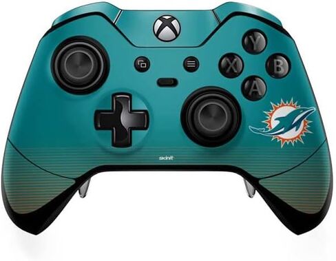 ملصق Skinit المخصص للألعاب متوافق مع وحدة تحكم Xbox One Elite - تصميم مرخص رسميًا من NFL Miami Dolphins Breakaway in Kuwait