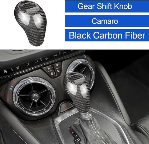 Compatible with Chevrolet/Chevy Gear Shift Knob Cover Trim Real Carbon Fiber for Camaro 2016-2024 Interior Accessories,Red in Saudi Arabia