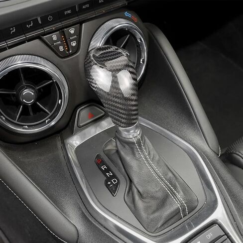 Compatible with Chevrolet/Chevy Gear Shift Knob Cover Trim Real Carbon Fiber for Camaro 2016-2024 Interior Accessories,Red in Saudi Arabia