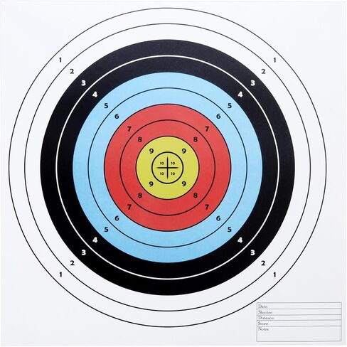 أهداف ورقية من Okuna Outpost للرماية - 17 × 17 بوصة، 50 حزمة - أهداف Bullseye مكونة من 10 حلقات و5 ألوان لنطاق الرماية وممارسة المسدس - ملحقات الرماية وAirsoft in Saudi Arabia