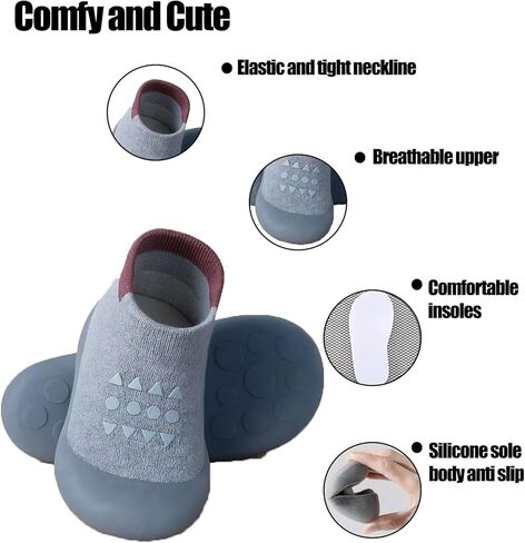 PandaEar Baby Sock Shoes Toddler Walking Shoes, Non-Slip Soft Sole Sneakers Breathable Slippers for Infant Boys Girls in Saudi Arabia