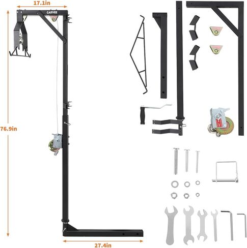 500LBS Heavy-Duty Deer Hoist Kit with Winch & Gambrel, Hitch Game Hoist with Lifting Platform – 360° Swivel & Adjustable Height for, Skinning & Game Processing in Saudi Arabia