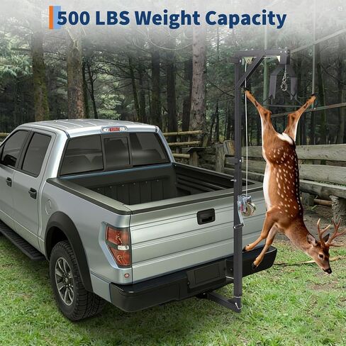 500LBS Heavy-Duty Deer Hoist Kit with Winch & Gambrel, Hitch Game Hoist with Lifting Platform – 360° Swivel & Adjustable Height for, Skinning & Game Processing in Saudi Arabia