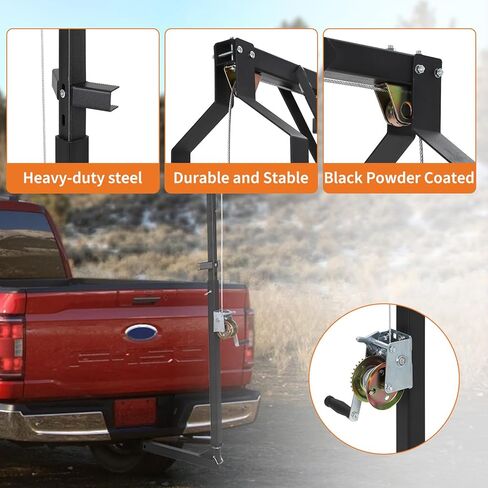 500LBS Heavy-Duty Deer Hoist Kit with Winch & Gambrel, Hitch Game Hoist with Lifting Platform – 360° Swivel & Adjustable Height for, Skinning & Game Processing in Saudi Arabia