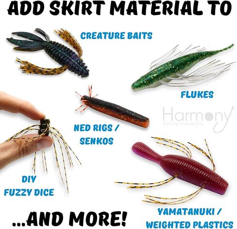Harmony Fishing - أداة خيط التنورة (عبوة من قطعتين + 8 تنانير من السيليكون) - إنشاء طعوم باس على شكل نرد غامض مخصص in Saudi Arabia