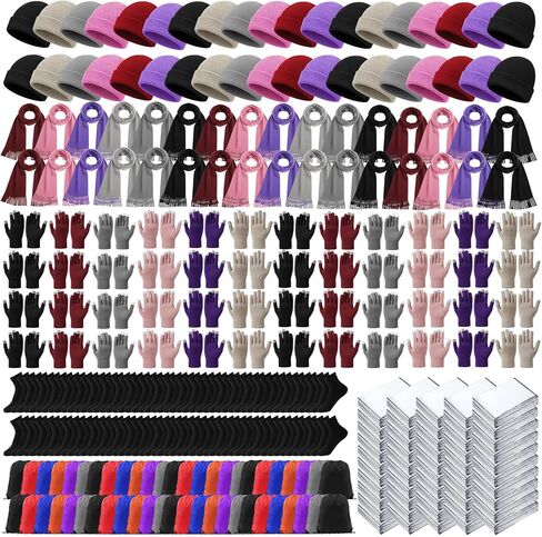 Shyyween 300 Pcs Homeless Care Package Supplies Bulk Winter Emergency Blankets Beanies Hat Gloves Scarves Socks Bags for Men Women (6 Colors A) in Saudi Arabia