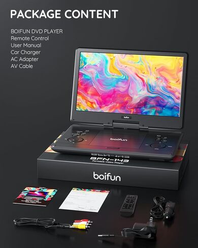15.7" Portable DVD Player with 14.1" Large HD Screen, HDMI Input,5 Hours Rechargeable Battery, Support Sync TV, USB, SD Card and Multiple Disc Formats, Dual Speaker, Rich Matte Black in Saudi Arabia