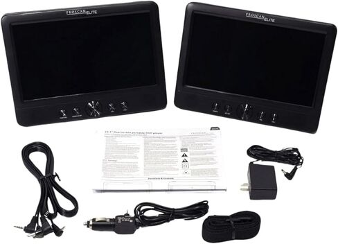 Proscan Elite 10.1 بوصة مشغل وسائط CD DVD محمول بشاشة مزدوجة أسود، فتحة بطاقة SD، USB، مقبس 3.5 مم، لاستخدام السيارة لقضاء العطلات العائلية أو السفر - PEDVD1082 (متجدد) in Kuwait
