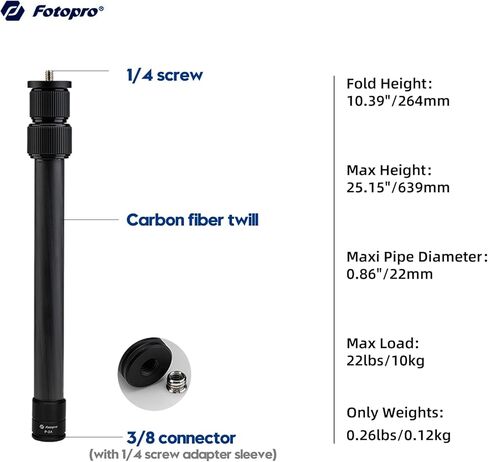 Fotopro Mini Carbon Fiber Tripod Bundle with Extension in Saudi Arabia