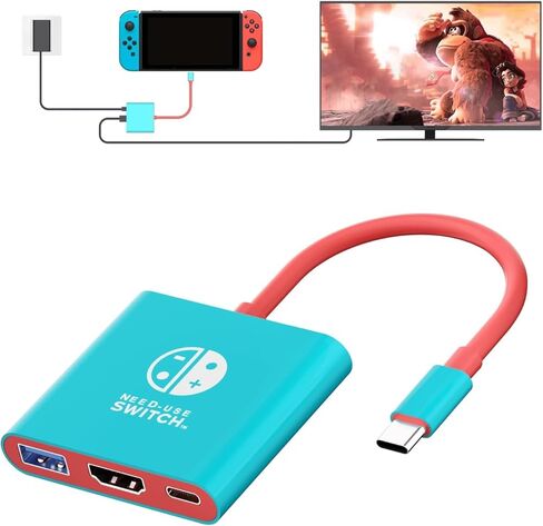 Switch TV Dock، محطة إرساء تلفزيون محمولة للتبديل/Steam Deck/ROG Ally/Legion GO، قاعدة توصيل متنقلة 3 في 1 مع HDMI 4K@60 هرتز، USB 3.0 ومنفذ شحن PD بقدرة 100 وات (غير مناسب للمحول 2) in Kuwait