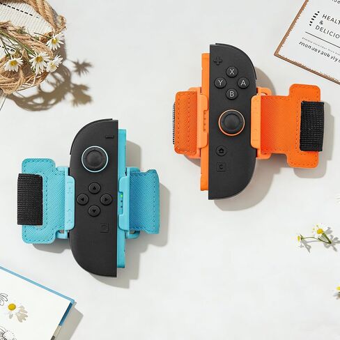 FUNDIARY Blue+Orange Wrist Band for Switch 2(2025), Adjustable Hand Strap for Switch 2 Sport Games for Zumba Burn It Up, Skin-Friendly Accessories Compatible with Switch 2 Joycon Fit for Kid and Adult in Saudi Arabia