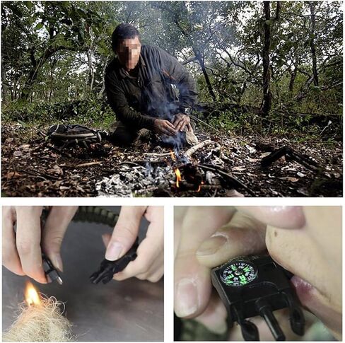 MQQC Kissmi 10 Pack Paracord Bracelet Survival Gear with Compass, Fire Starter, Whistle and Emergency Knife,Best Wildness Survival -Kit for Camping/Hiking in Kuwait