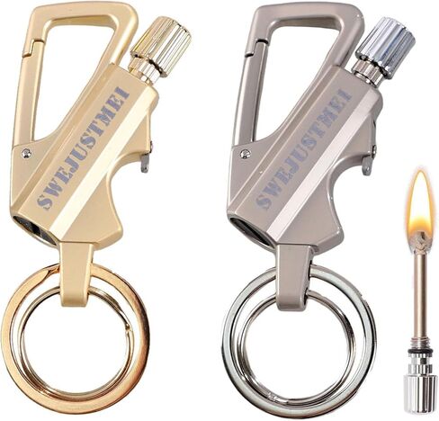 2Pcs Permanent Match Infinity Lighter with Multitool Keychain Bottle Opener, Reusable Waterproof Match Strike Anywhere, Forever Flint Fire Starter for Outdoor Survival for Men, Women（Gold + Silver） in Saudi Arabia
