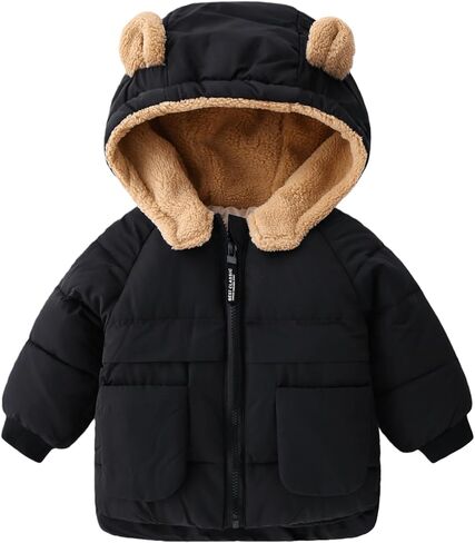 Meufam Toddler Kids Winter Coat Boys Girls Down Zipper Up Jacket Hooded Fleece Outerwear 3D Ear Puffer Jacket With Pockets in Saudi Arabia