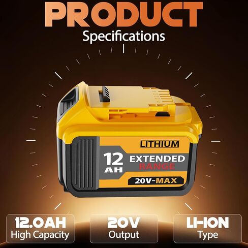 قطعتان بديلتان بقدرة 8000 مللي أمبير في الساعة لبطارية Dewalt 20V MAX - متوافقة مع DCB200 DCB206 DCB207 DCB201 والأدوات اللاسلكية، سعة عالية وطاقة طويلة الأمد in Kuwait