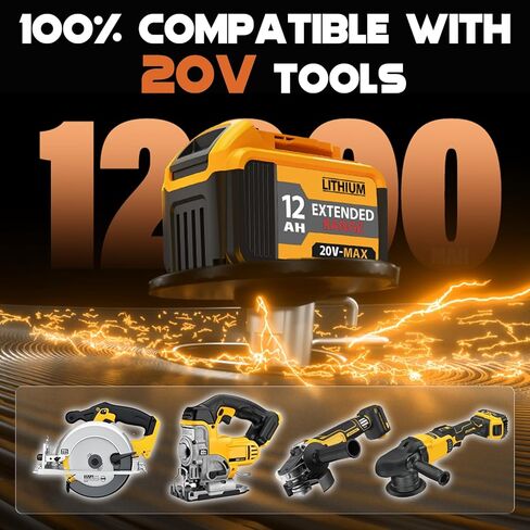 قطعتان بديلتان بقدرة 8000 مللي أمبير في الساعة لبطارية Dewalt 20V MAX - متوافقة مع DCB200 DCB206 DCB207 DCB201 والأدوات اللاسلكية، سعة عالية وطاقة طويلة الأمد in Kuwait