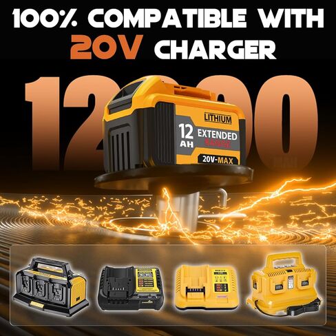 قطعتان بديلتان بقدرة 8000 مللي أمبير في الساعة لبطارية Dewalt 20V MAX - متوافقة مع DCB200 DCB206 DCB207 DCB201 والأدوات اللاسلكية، سعة عالية وطاقة طويلة الأمد in Kuwait
