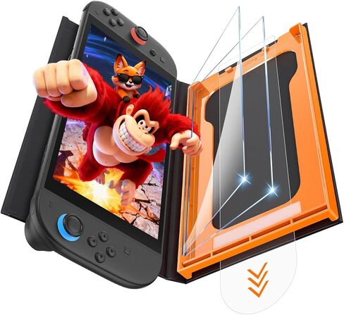 واقي شاشة OMOTON مكون من قطعتين لجهاز Nintendo Switch 2 [ترقية 2025] مع صينية محاذاة سهلة التركيب، وإكسسوارات صلابة 9H، خالية من الفقاعات، فائقة الوضوح ومضادة للخدش، حافظة وصديقة للإرساء in Saudi Arabia