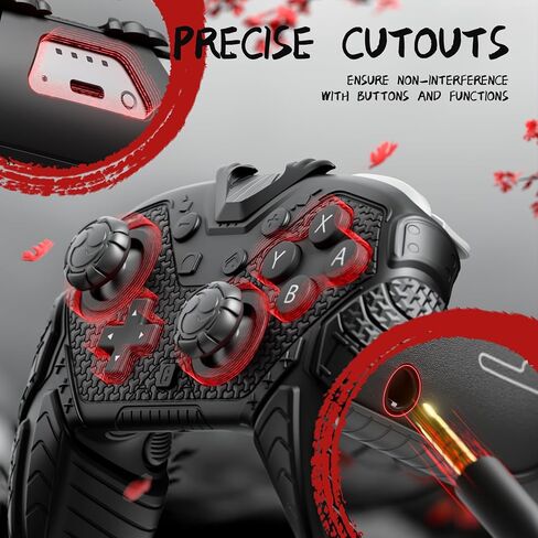 PlayVital for Nintendo Switch 2 Pro Controller Skin Cover – Samurai Armor Edition Silicone Case for Switch 2 Pro Controller with Back Button Caps & Thumb Grip & Sticker, Shockproof - Black in Saudi Arabia