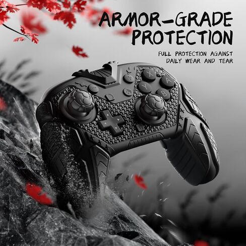 PlayVital for Nintendo Switch 2 Pro Controller Skin Cover – Samurai Armor Edition Silicone Case for Switch 2 Pro Controller with Back Button Caps & Thumb Grip & Sticker, Shockproof - Black in Saudi Arabia