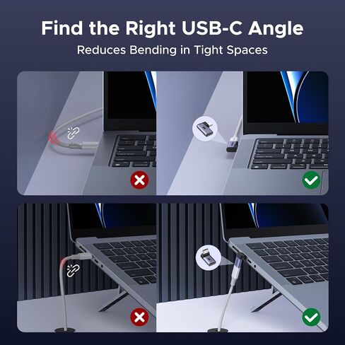 UGREEN 40Gbps Right Angle USB C Adapter Combo, 2-Pack 90 Degree USB-C Adapter Compatible with MacBook Pro/Air, Steam Deck, Switch, ROG Ally, Thunderbolt 4, iPhone 16/17, iPad in Saudi Arabia