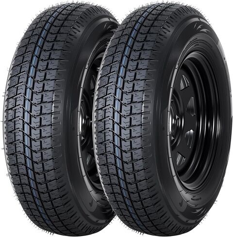 2-Pack Trailer Tire On Rim ST205/75D14 Trailer Tires and Wheels 5 Lug on 4.5" PCD Trailer Tires with 14In Rims Load Range C 6PR Black in Saudi Arabia