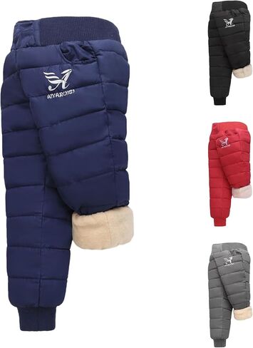 Kids Waterproof Rain & Snow Pants Fleece Lined Windproof Ski Pants Toddler Boys Girls Winter Warm Down Pants Jogger Snowpants in Saudi Arabia