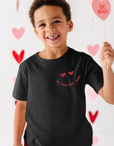 تي شيرتات للأطفال الصغار لعيد الحب للأولاد الصغار، تي شيرت مطبوع عليه Mr. Steal Your Heart، ملابس أطفال مزدوجة الجانب in Kuwait