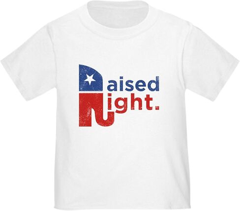 تي شيرت CafePress Raised Right للأطفال الصغار، تي شيرت لطيف برسومات للأطفال الصغار، 100% قطن in Kuwait