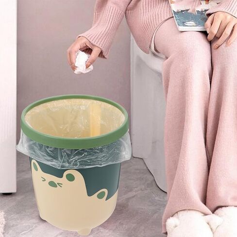 NUOBESTY 2pcs Cartoon Trash Bin Set with Large and Small Yellow Wastebaskets for Bedroom Kitchen Bathroom Creative Bear Design in Saudi Arabia