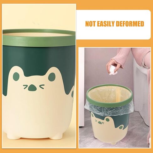 NUOBESTY 2pcs Cartoon Trash Bin Set with Large and Small Yellow Wastebaskets for Bedroom Kitchen Bathroom Creative Bear Design in Saudi Arabia
