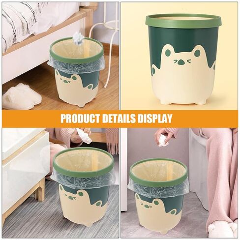 NUOBESTY 2pcs Cartoon Trash Bin Set with Large and Small Yellow Wastebaskets for Bedroom Kitchen Bathroom Creative Bear Design in Saudi Arabia