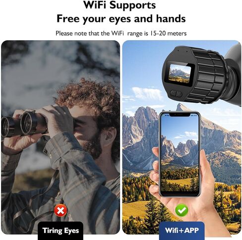 عدسة كاميرا تلسكوب WiFi: عدسة إلكترونية سعة 64 جيجابايت، شاشة 1.5 بوصة، تسجيل 1080P FHD، ملحقات مجهر التلسكوب، كاميرا كوكبية 28 مم - 50 مم للتصوير الفلكي، مشاهدة الطيور، المشي لمسافات طويلة in Kuwait