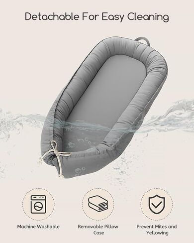 Baby Lounger - Infant Lounger for Newborn 0-24 Months, Pure Cotton Breathable Baby Nest Lounger, Newborn Essentials for Baby Boys & Girls, Portable Baby Lounger for Home and Travel in Saudi Arabia