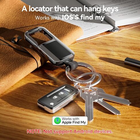 جهاز تتبع سلسلة المفاتيح للرجال، يعمل مع Apple Find My، سلسلة مفاتيح شديدة التحمل مع منبه 120 ديسيبل وفتاحة زجاجات، IP67 مقاوم للماء وقابل لإعادة الشحن، أسود in Saudi Arabia