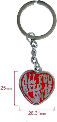 سلسلة مفاتيح على شكل قلب - اقتباس "All We Need Is Love"، حلقة مفاتيح معدنية صلبة من المينا، إكسسوار رومانسي لطيف، هدية عيد الحب in Saudi Arabia