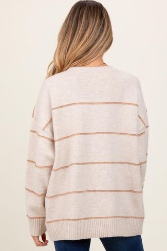 PinkBlush Striped Drop Shoulder Maternity Sweater in Saudi Arabia