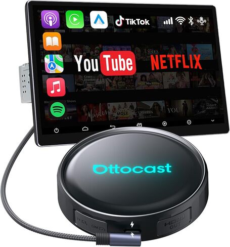 صندوق OTTOCAST P3 Pro AI - محول CarPlay اللاسلكي وAndroid Auto، Android 13 مع OttoDrive 3.0، مخرج HDMI، ذاكرة وصول عشوائي 8 جيجابايت + تخزين 128 جيجابايت، بطاقة SIM سحابية، يدعم بث YouTube وNetflix وTikTok in Kuwait