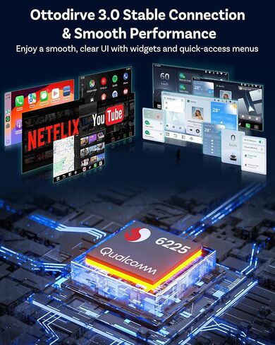 صندوق OTTOCAST P3 Pro AI - محول CarPlay اللاسلكي وAndroid Auto، Android 13 مع OttoDrive 3.0، مخرج HDMI، ذاكرة وصول عشوائي 8 جيجابايت + تخزين 128 جيجابايت، بطاقة SIM سحابية، يدعم بث YouTube وNetflix وTikTok in Kuwait