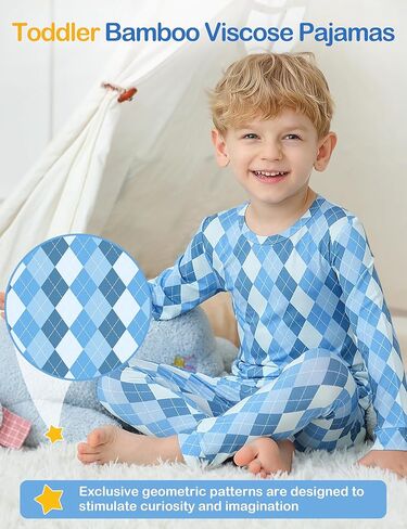 JunNeng Bamboo Viscose Pajamas for Toddler Boys, Baby Kids Soft Stretchy Pajamas Sets Sleeper in Saudi Arabia