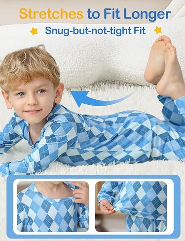 JunNeng Bamboo Viscose Pajamas for Toddler Boys, Baby Kids Soft Stretchy Pajamas Sets Sleeper in Saudi Arabia
