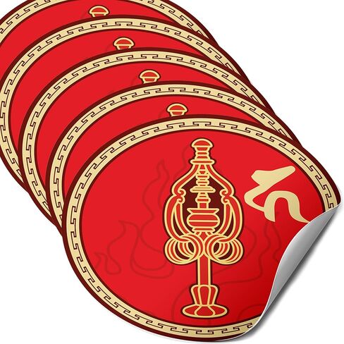 ملصقات Ksiddigarbha Fireball Amulet Feng Shui، رمز الهدوء وحل النزاعات والوئام العاطفي، ملصقات زخرفية، هدية فنغ شوي، صنع في الولايات المتحدة الأمريكية، 4.3 بوصة (5 عبوات) in Kuwait