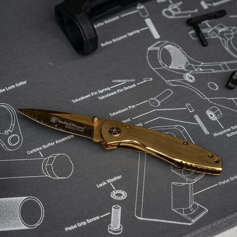 Smith & Wesson Executive CK110GL 6.8 بوصة سكين عالي الكربون SS قابل للطي مع شفرة نقطة إسقاط 2.8 بوصة ومقبض ألومنيوم للأماكن الخارجية والتكتيكية والبقاء وEDC in Kuwait