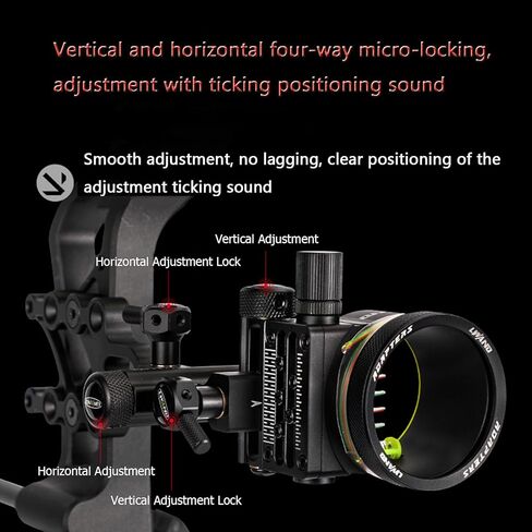 Compound Bow Sight Aluminum Alloy Archery Bow Sights 0.019" Fiber Optic 5 Pin Bow Sight with Sight Light Compound Bow Accessory in Kuwait