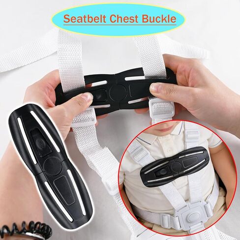2 Pack Universal Child Seat Chest Harness Buckle,Seat Safety Belt Buckle Lock Stroller Chest Replacement for Kids Trend,Adjustable Guard(Black) in Kuwait