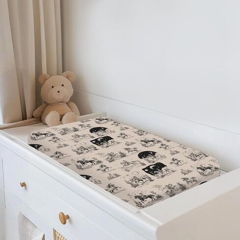 Vintage Western Cowboy Baby Changing Pad Covers for Boy Girl Western Cowboy Horse Cactus Sun Moon Fitted Change Table Pad Covers Mats Wild West Desert Soft Diaper Changing Table Pad Sheets 32''×16'' in Saudi Arabia